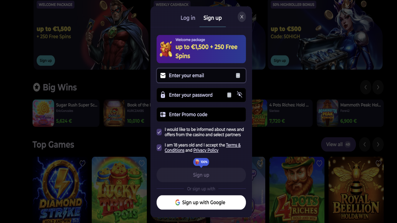 Highflybet Casino Registration